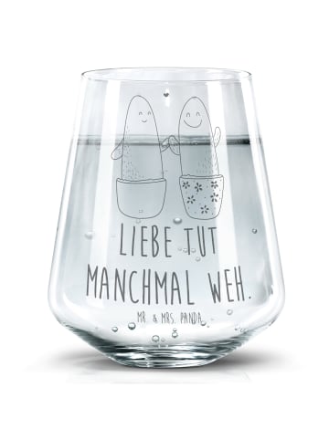 Mr. & Mrs. Panda Glas Kaktus Liebe mit Spruch in Transparent
