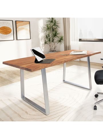 KADIMA DESIGN Schreibtisch 180x90x76 cm Massivholz / Metall Computertisch