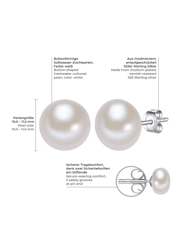 Valero Pearls Perlen-Ohrstecker Sterling Silber Süßwasser-Zuchtperle in weiß