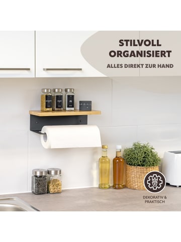 eluno Küchenrollenhalter mit Bambusablage ca. 32 x 9,5 x 13 cm (B/H/T)