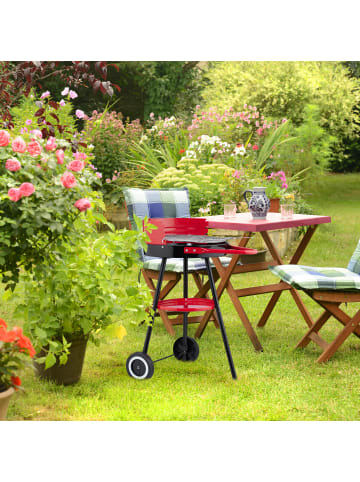 relaxdays Holzkohlegrill in Schwarz/ Rot - Ø 42 cm