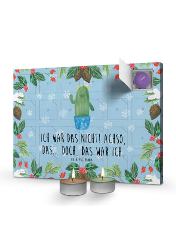 Mr. & Mrs. Panda Kerzen-Adventskalender Kaktus Heilig mit Spruch in Eisblau