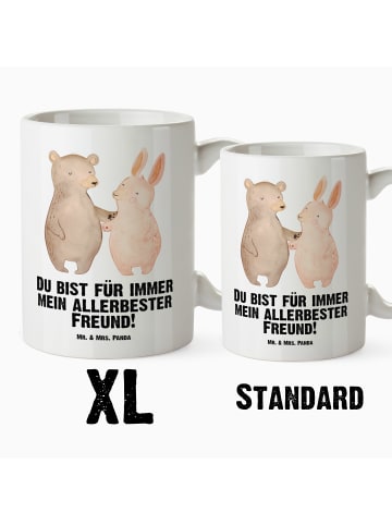Mr. & Mrs. Panda Große Teetasse Bär und Hase Umarmen mit Spruch in Weiß