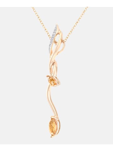 Diamant L'éternel Halskette mit Anhänger aus 375 Gelbgold mit Diamant mit Citrin