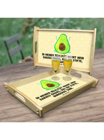 Mr. & Mrs. Panda Serviertablett Avocado Glücklich mit Spruch in Gelb Pastell