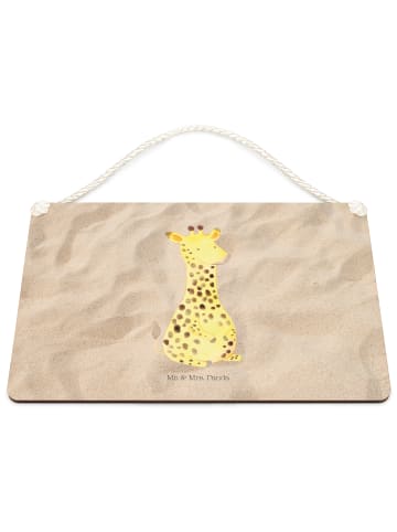 Mr. & Mrs. Panda Schild Giraffe Zufrieden mit Spruch in Sandig