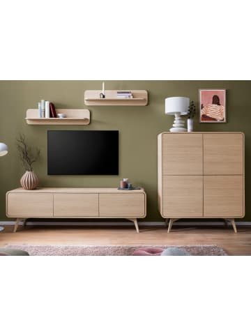 Furn.Design Wohnwand Eiche natur 4-teilig 308 cm, Wohnkombination mit Push-to-Open