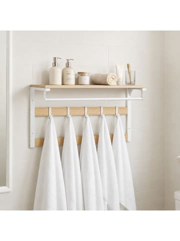 relaxdays Wandgarderobe in Natur/ Weiß- (B)65 x (H)42 x (T)30 cm