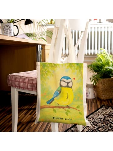 Mr. & Mrs. Panda Shopper Vogel Blaumeise Design ohne Spruch in Weiß