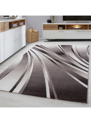 KADIMA DESIGN Teppich Handwäsche Kurzflor Abstrakte Wellen Polypropylen Wohnzimmer in Braun