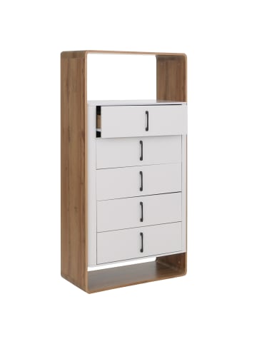 MCW Highboard P43, Wotan-Eiche-Optik, weiß