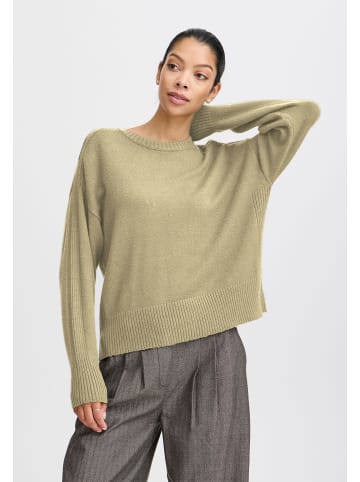 b.young Pullover Loose Fit Kurz Langarm Knitted Rundhals in Beige
