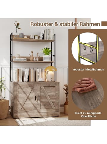 COSTWAY Katzenschrank mit Bücherregal in Grau