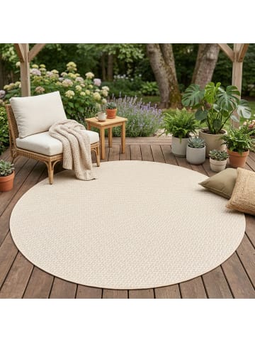 Snapstyle In- & Outdoor Teppich Oslo Trend Rund in hellbraun