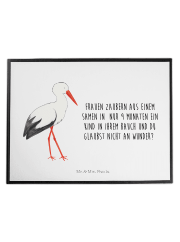 Mr. & Mrs. Panda Schreibunterlage Storch mit Spruch in Weiß
