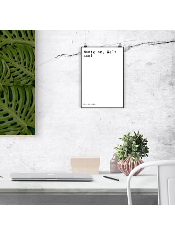 Mr. & Mrs. Panda Artprint Musik an, Welt aus!... mit Spruch in Weiß