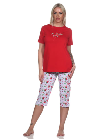 NORMANN kurzarm Capri Schlafanzug Pyjama - 78833 in rot