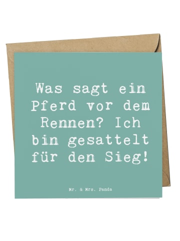 Mr. & Mrs. Panda Grußkarte Spruch Pferderennen Erfolg mit Spruch in Meeresbrise