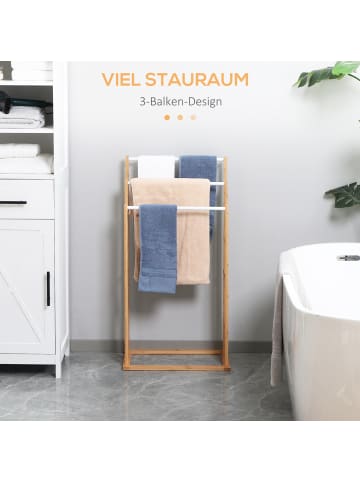 HOMCOM Handtuchständer in Naturholz 48L x 25,8B x 94H cm
