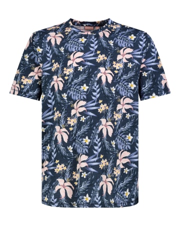 Eight2Nine Bequemes Kurzarm-T-Shirt Blumenmuster Casual in Blau-2