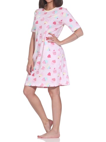 NORMANN Kurzarm Nachthemd Cupcake in Allover