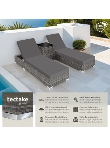 tectake Rattan Sonnenliegen, inklusive 2 Bezugssets und Schutzhülle
