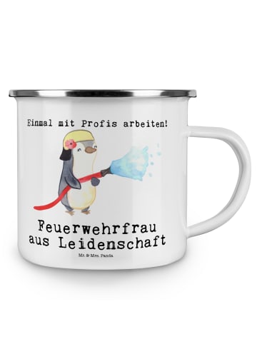Mr. & Mrs. Panda Pott Feuerwehrfrau Leidenschaft mit Spruch in Weiß