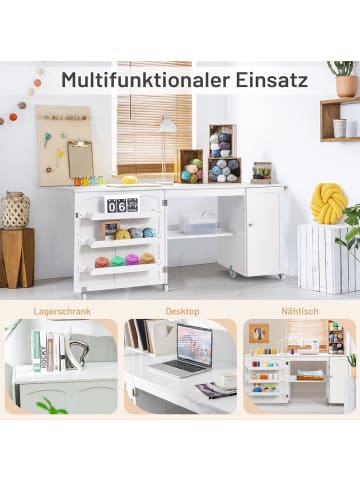 COSTWAY Nähtisch Klappbar 158x50x75cm in Weiß