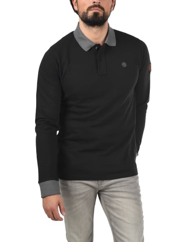 BLEND Langarm-Poloshirt BHRalle in Schwarz