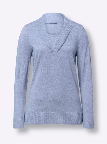 Sieh an! 2-in-1-Pullover in bleu-meliert
