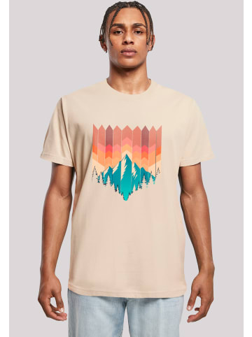 F4NT4STIC T-Shirt Berg Sonnenuntergang Geometrisch in sand
