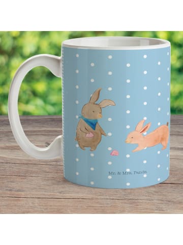 Mr. & Mrs. Panda Kaffeebecher Hasen Muschel ohne Spruch in Blau Pastell
