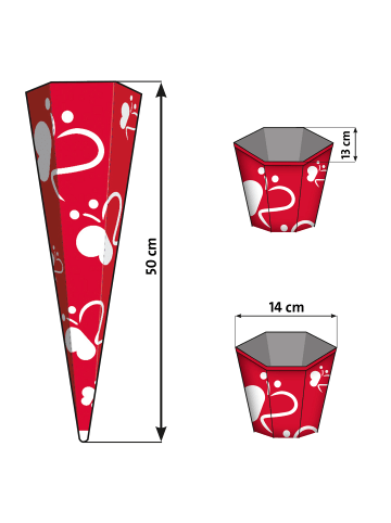 ROTH Schultüte klein Feuerwehrmann 50 cm, eckig in Rot