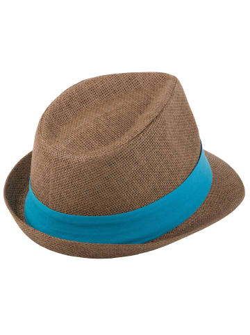 styleBREAKER Trilby Hut in Braun / Türkis