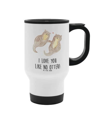 Mr. & Mrs. Panda Thermobecher Otter Hände halten mit Spruch in Weiß