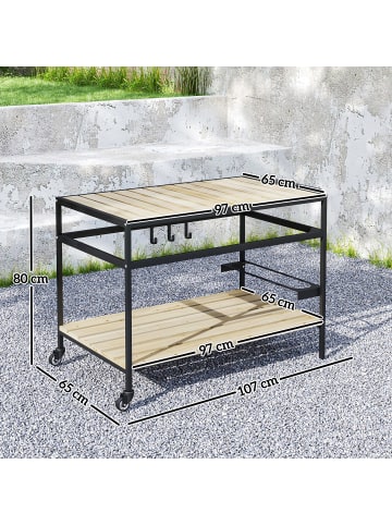 Outsunny Servierwagen,107L x 65B x 80H cm,Naturholz