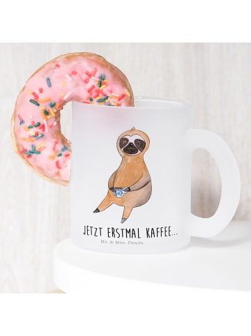 Mr. & Mrs. Panda Henkeltasse Faultier Kaffee mit Spruch in Transparent