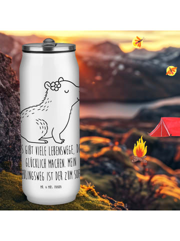 Mr. & Mrs. Panda Thermosflasche Capybara Blume mit Spruch in Weiß