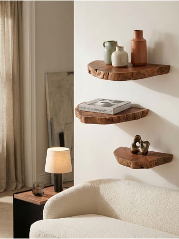 KADIMA DESIGN Wandregal 3er Set Vollholz Hängeregal Baumscheibe, Natur