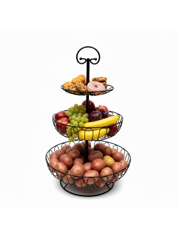 relaxdays Obst Etagere in Schwarz - (H)47 x Ø 30 cm