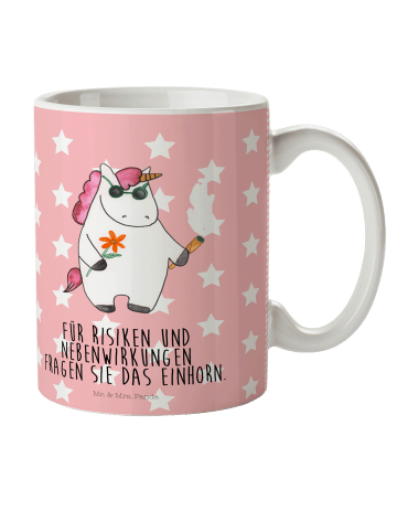 Mr. & Mrs. Panda Mehrwegbecher Einhorn Woodstock mit Spruch in Rot Pastell