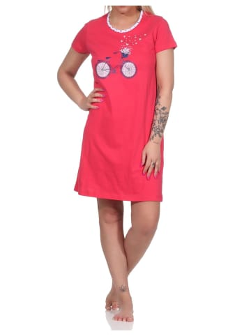 NORMANN Kurz Nachthemd Bigshirt Fahrrad - 74786 in rot