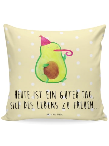 Mr. & Mrs. Panda 40x40 Kissen Avocado Feier mit Spruch in Gelb Pastell