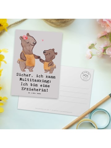Mr. & Mrs. Panda Wanddeko Erzieherin Multitasking mit Spruch in Grau Pastell