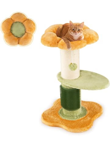 COSTWAY Kratzbaum Kratzsäule Blume 69 cm in Gelb