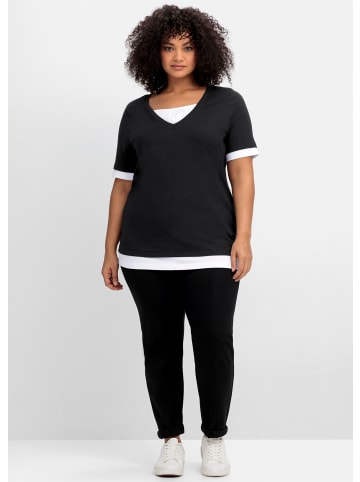 sheego 2-in-1-Shirt in schwarz-weiß