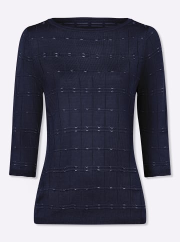 Sieh an! 3/4 Arm-Pullover in marine-ecru-gemustert