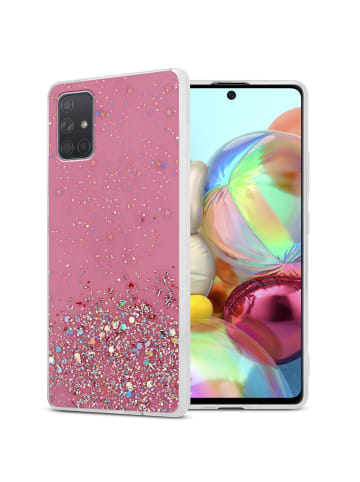 cadorabo Hülle für Samsung Galaxy A71 4G Glitter in Rosa mit Glitter