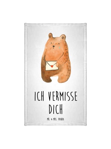 Mr. & Mrs. Panda Gästehandtuch Bär Vermissen mit Spruch in Weiß