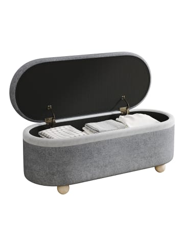 ABRIHOME Sitzbank in Grau mit Stauraum Fleece Bezug für Wohnzimmer